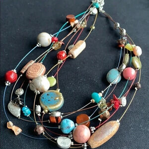 Multi Colored Beaded Necklace 8”